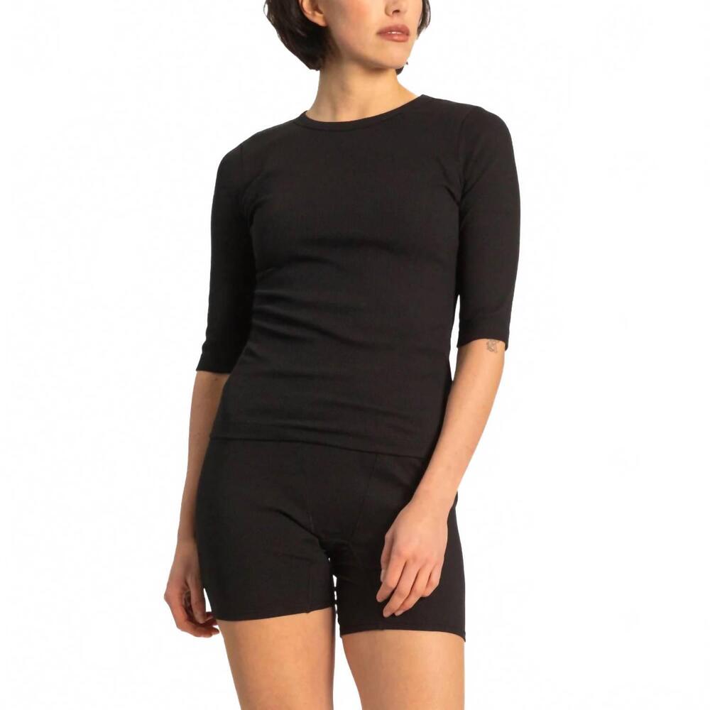 NEW PAPER LABEL akari crewneck top in black